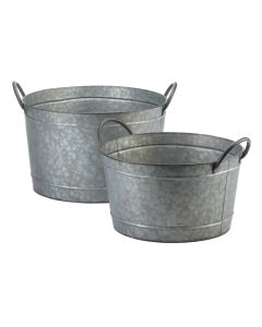 GALVANIZED BUCKET PLANTER DUO